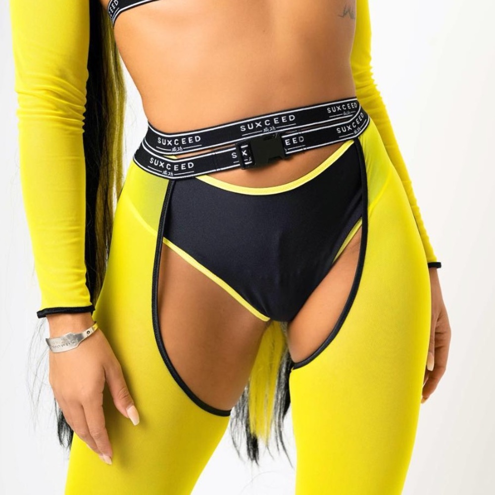 Suxceed Yellow Mesh Chaps w/ Matching Bottoms